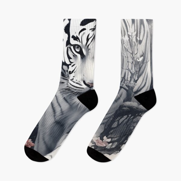 Item preview, stunning white tiger in japanese style print designed and sold by dcrc.