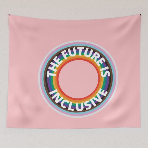 Item preview, The Future Is Inclusive Pride Flag Rainbow Circles Pink designed and sold by Wanderior.