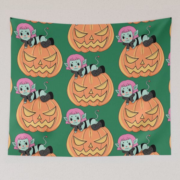 Item preview, Little devil on a giant Halloween pumpkin designed and sold by Marita Puttamart.
