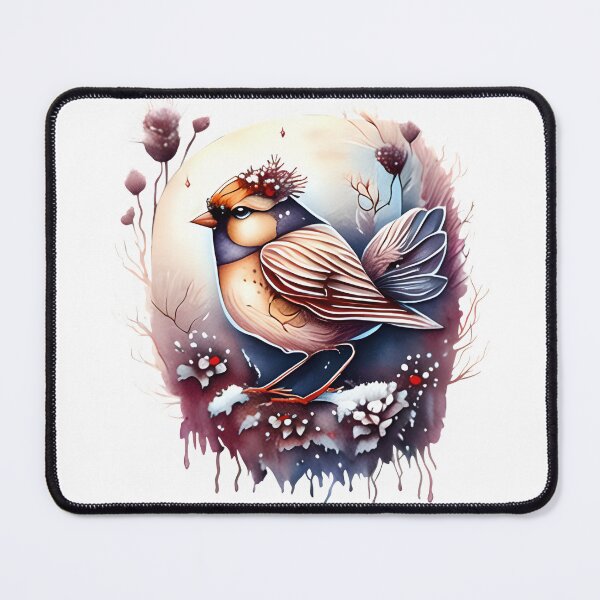 Item preview, Beautiful winter bird with flowers in pastel colors designed and sold by EdeniaArtStudio.