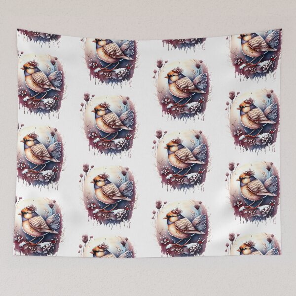 Item preview, Beautiful winter bird with flowers in pastel colors designed and sold by EdeniaArtStudio.