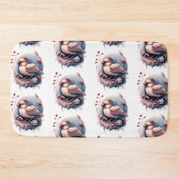 Item preview, Beautiful winter bird with flowers and snow in pastel colors designed and sold by EdeniaArtStudio.