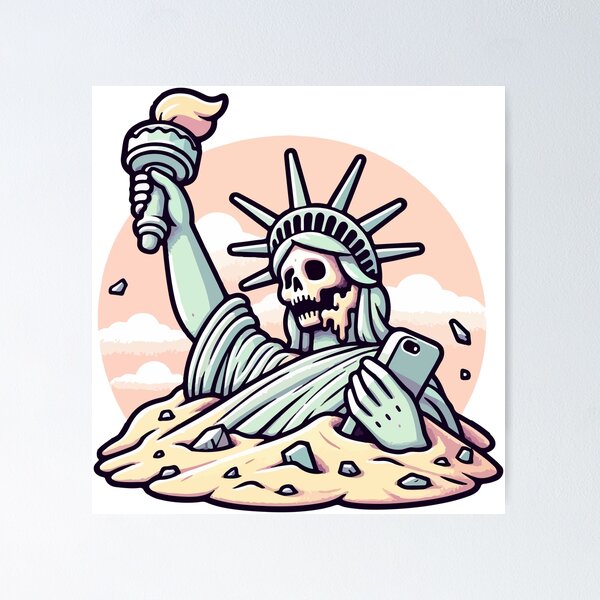 Item preview, Dystopian Liberty Skull designed and sold by OniumEth.