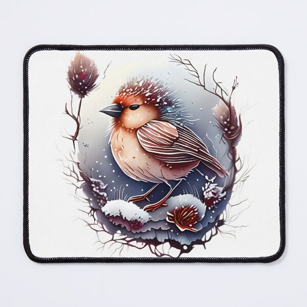 Item preview, Beautiful winter bird with flowers and snow in pastel colors designed and sold by EdeniaArtStudio.