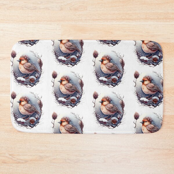 Item preview, Beautiful winter bird with flowers and snow in pastel colors designed and sold by EdeniaArtStudio.