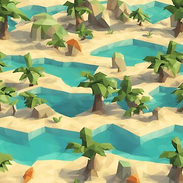 Artwork thumbnail, Low Poly Tropical Palm Trees Abstract Beach Holiday by inspire-gifts