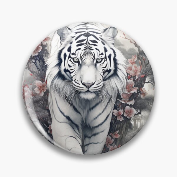 Item preview, Stunning white tiger in japanese style print designed and sold by dcrc.