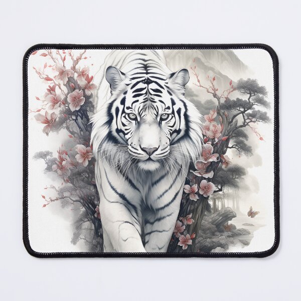 Item preview, Stunning white tiger in japanese style print designed and sold by dcrc.