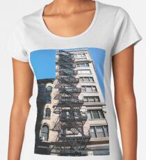 New York, Manhattan, Brooklyn, New York City, architecture, street, building, tree, car, pedestrians, day, night, nightlight, house, condominium,  Women's Premium T-Shirt