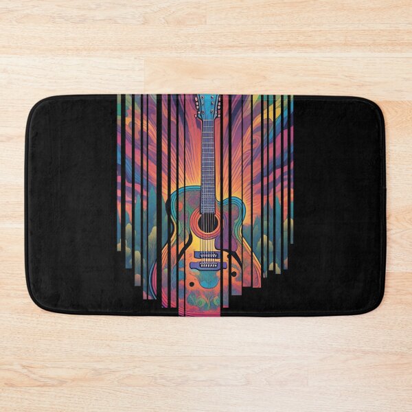 Item preview, Colorful Psychedelic Guitar in Nature with Trees in striped bars designed and sold by TreetopStudios.