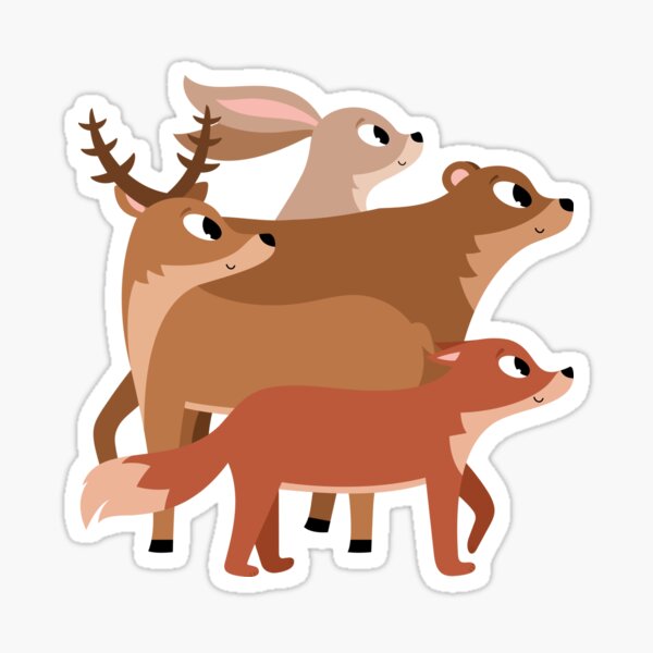 Animaux renard, cerf, ours et lapin Sticker