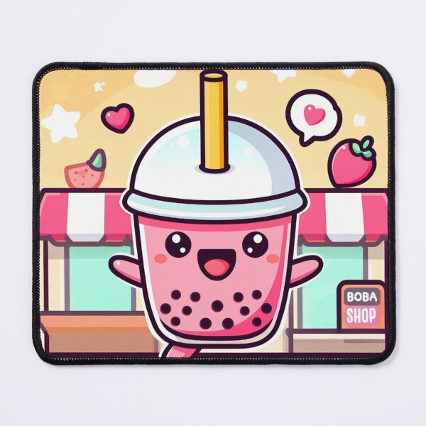 Item preview, stawberry banada bubble tea with boba shop designed and sold by SaraDatCool.