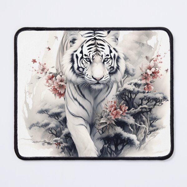 Item preview, stunning white tiger in japanese style print designed and sold by dcrc.