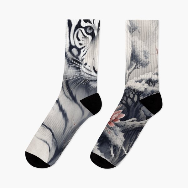 Item preview, stunning white tiger in japanese style print designed and sold by dcrc.