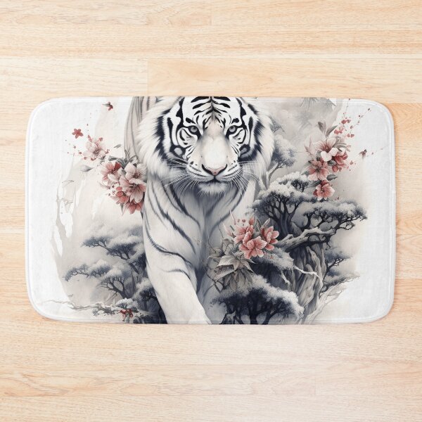 Item preview, stunning white tiger in japanese style print designed and sold by dcrc.