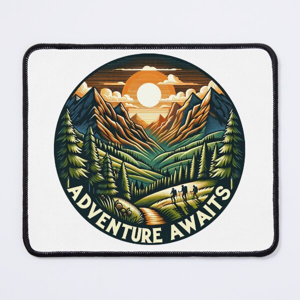 Item preview, Adventure Awaits - Vintage Mountain Hiking Badge designed and sold by RyanBelandres.