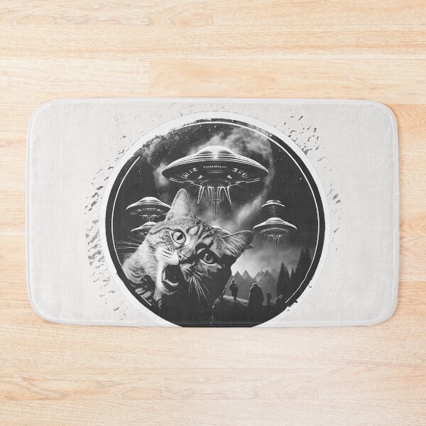 Item preview, Alien invasion UFOs and surprised cat designed and sold by erozzz.