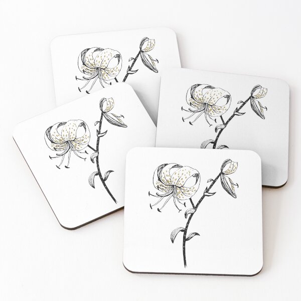 Item preview, Tiger lily. Ink drawing with touch of gold foil designed and sold by HannaShvaikova.