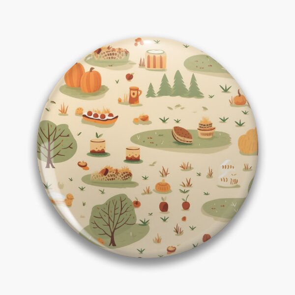 Aperçu de l'œuvre Motif cottagecore de pique-nique automnal en forêt, crème et vert créée et vendue par DefauItCube.