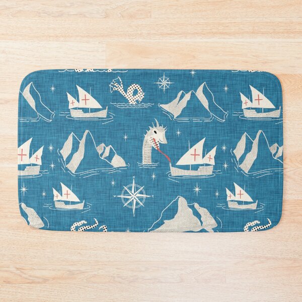 Item preview, Medieval Nautical Sea Creatures Map Blue designed and sold by susycosta.