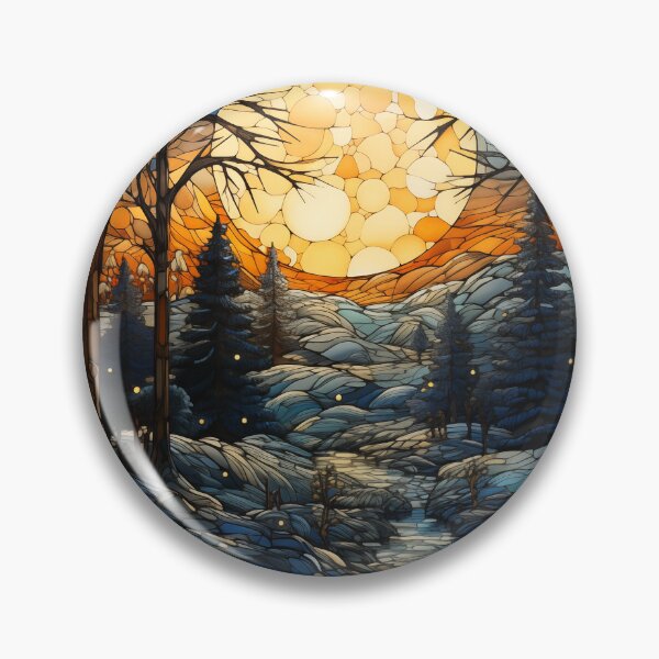 Item preview, Stained Glass Full Moon Over Snowy Forest designed and sold by Matt's Artificial Nature.