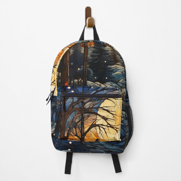 Item preview, Stained Glass Full Moon Over Snowy Forest designed and sold by Matt's Artificial Nature.