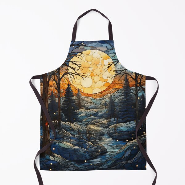 Item preview, Stained Glass Full Moon Over Snowy Forest designed and sold by Matt's Artificial Nature.