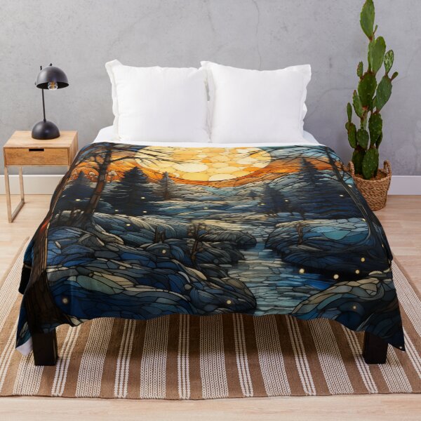 Item preview, Stained Glass Full Moon Over Snowy Forest designed and sold by Matt's Artificial Nature.