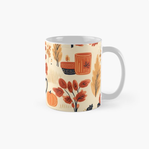 Item preview, Cottagecore pattern of autumnal forest picnic, cream and orange designed and sold by DefauItCube.