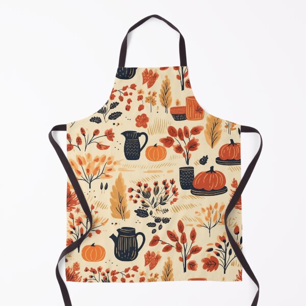 Aperçu de l'œuvre Motif cottagecore de pique-nique automnal en forêt, crème et orange créée et vendue par DefauItCube.