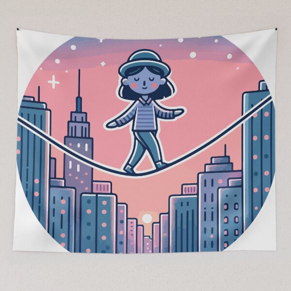 Item preview, Daring Cityscape Tightrope Walker designed and sold by OniumEth.