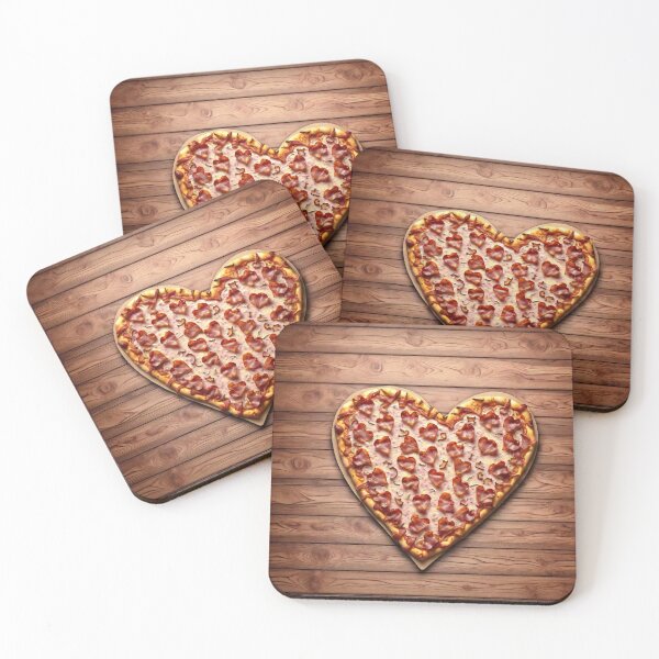 Item preview, Heart-shaped pizza on wooden table designed and sold by stevanovicigor.