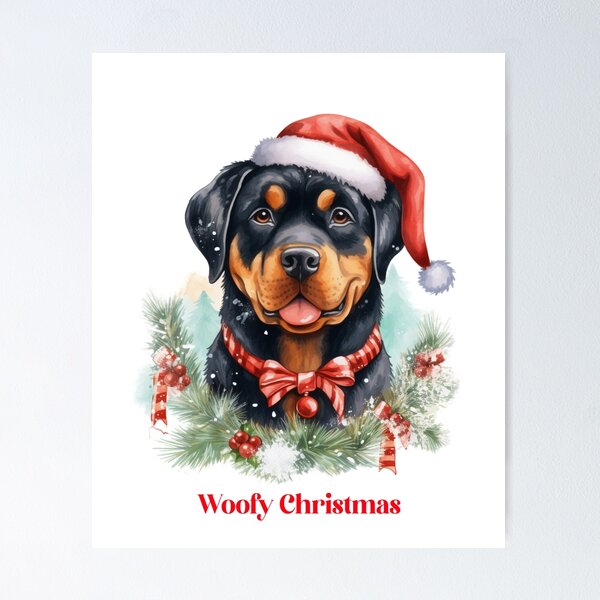 Item preview, Rottweiler Dog In Santa Hats Christmas Xmas wish Corgi Dog Lover Woofy Christmas designed and sold by OliveAndSnow.
