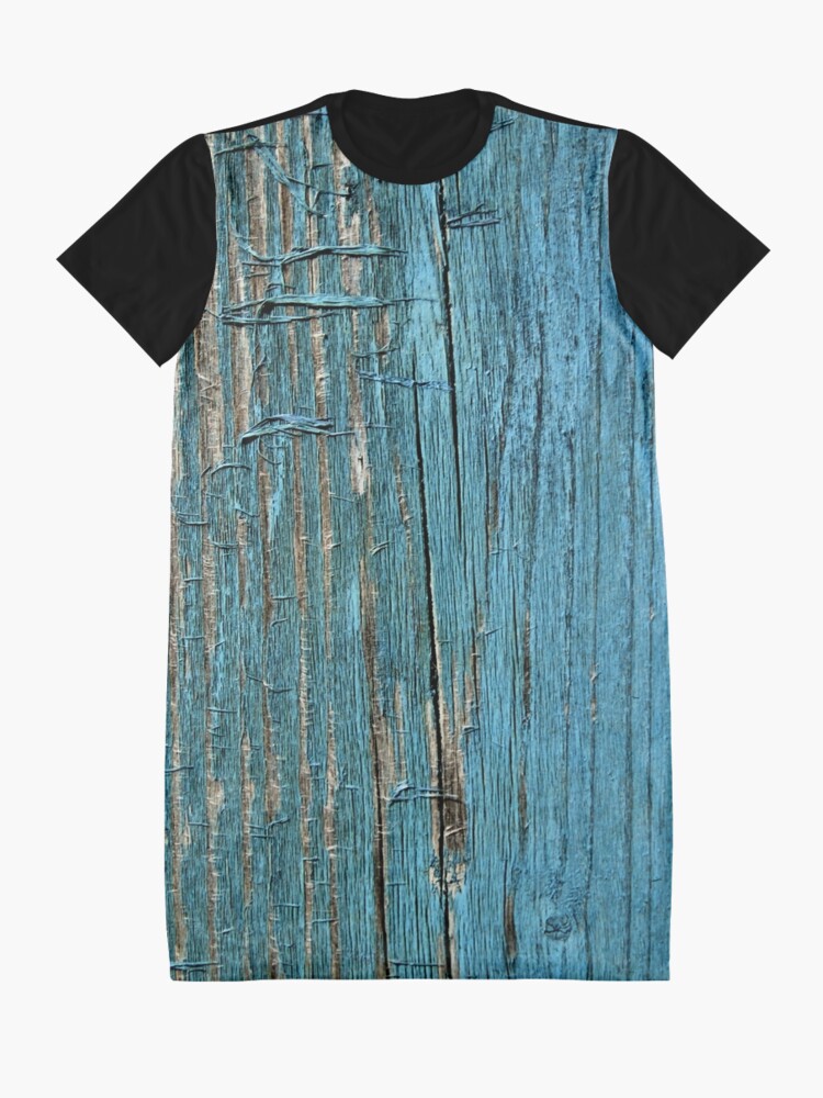 Alternate view of Rustic wood effect shabby print in turquoise Graphic T-Shirt Dress