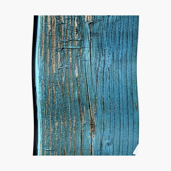 Rustic wood effect shabby print in turquoise Poster