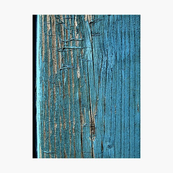 Rustic wood effect shabby print in turquoise Photographic Print