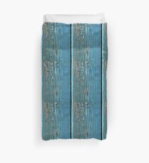 Rustic wood effect shabby print in turquoise Duvet Cover