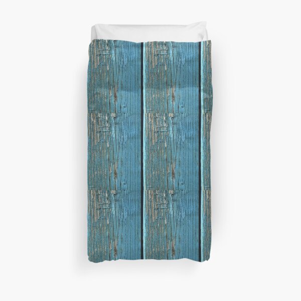Rustic wood effect shabby print in turquoise Duvet Cover