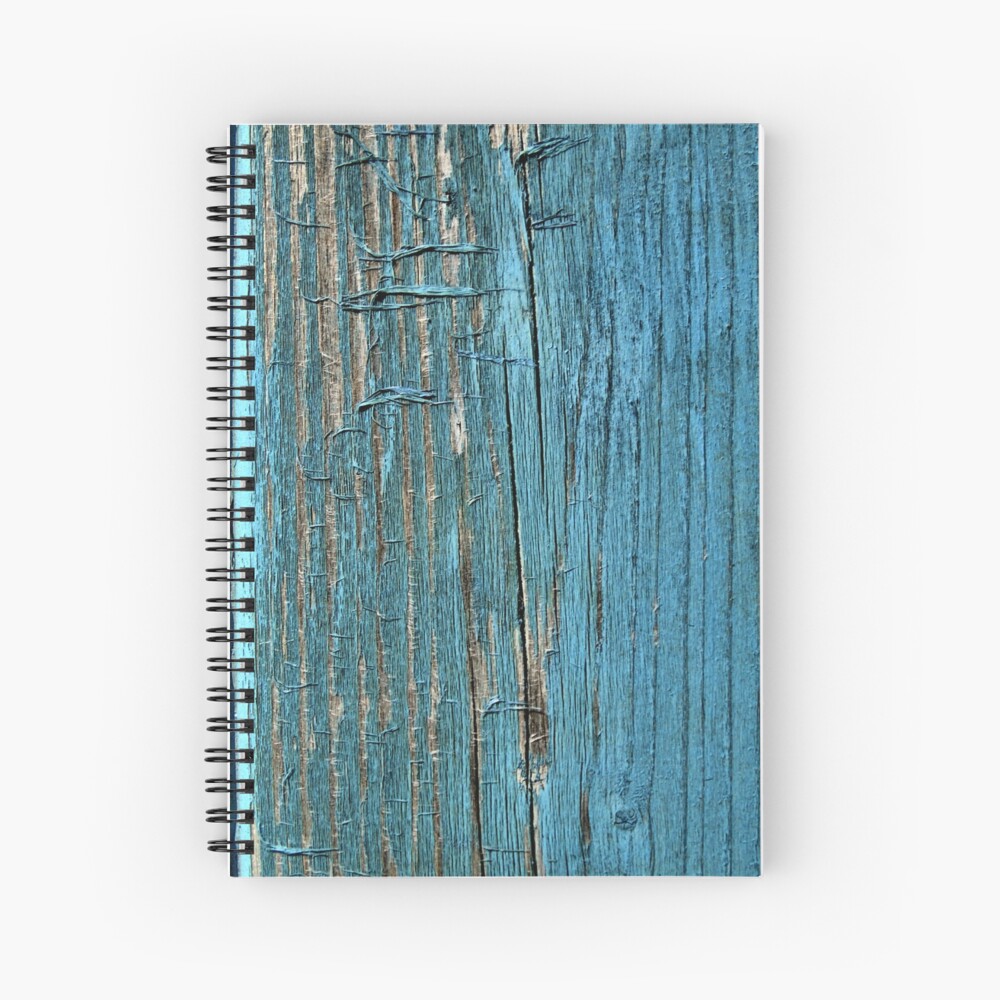Rustic wood effect shabby print in turquoise Spiral Notebook