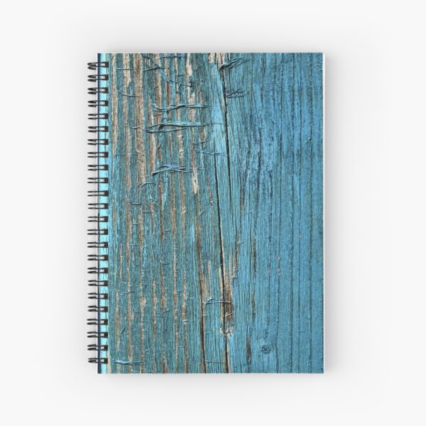 Rustic wood effect shabby print in turquoise Spiral Notebook