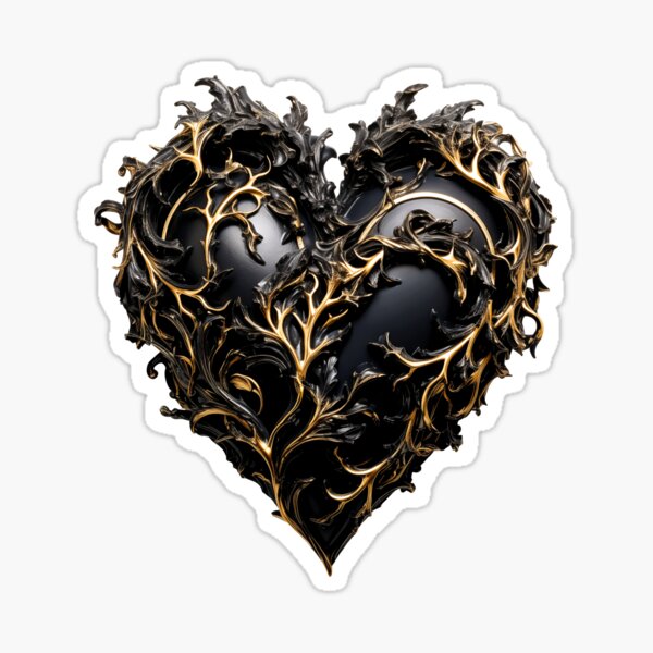 Black Gold Heart Alestudio Sticker