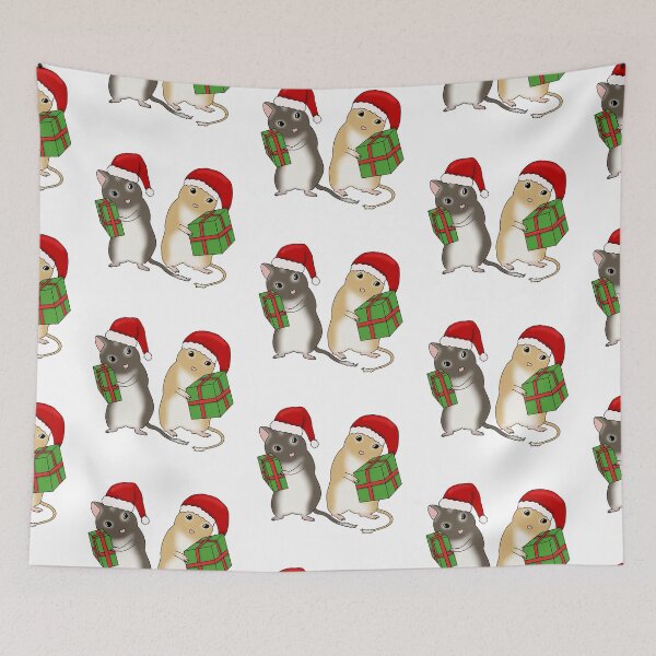 Item preview, Two cute gerbils with Christmas hats and presents  designed and sold by Becky-Marie.