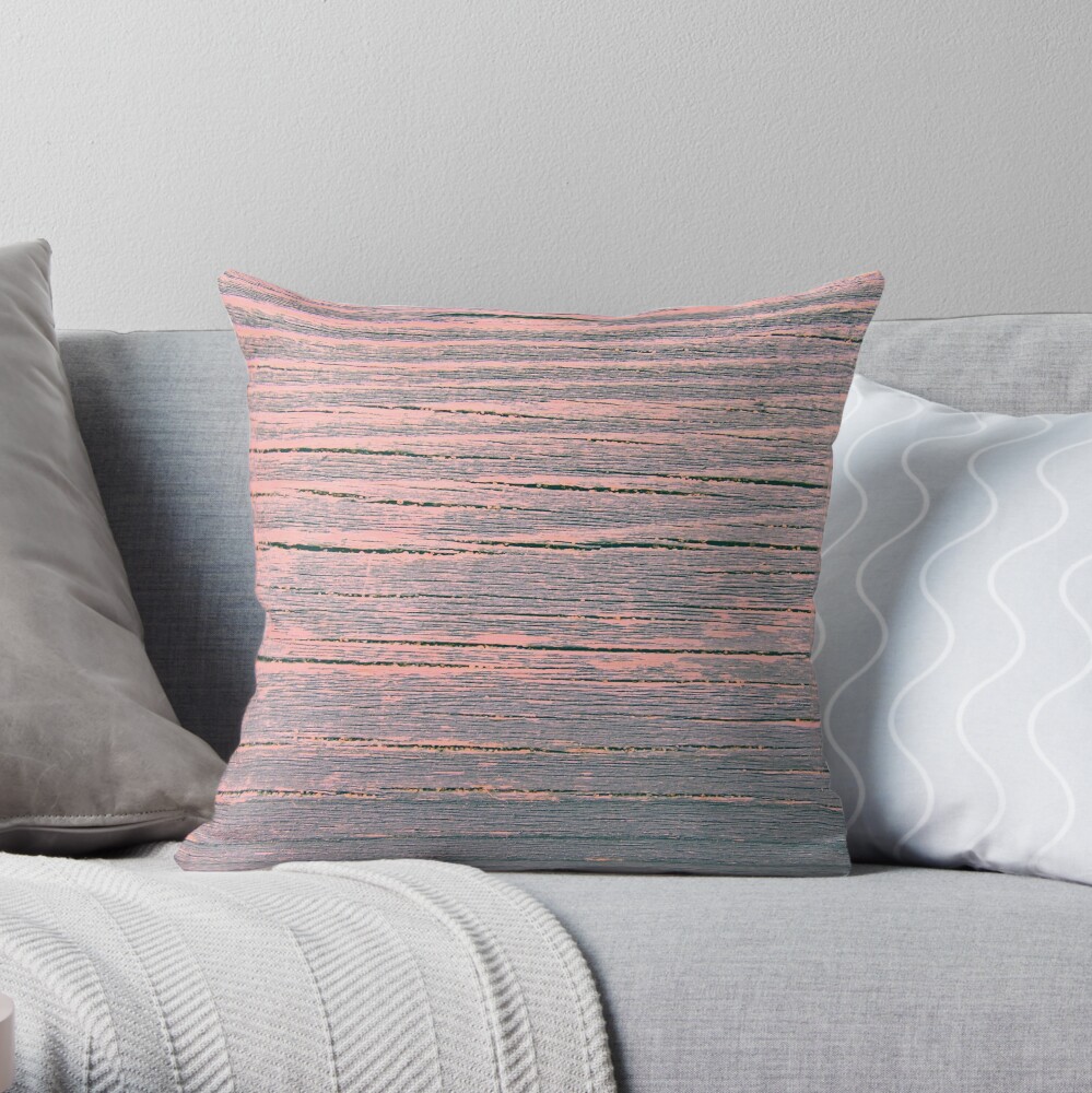 Rustic weathered wood pink and blue ombre shabby Throw Pillow