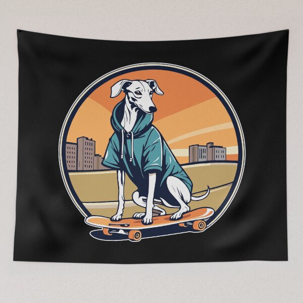 Item preview, Whippet on a Skateboard Wearing a Hoodie designed and sold by Ameiva-Apparel.