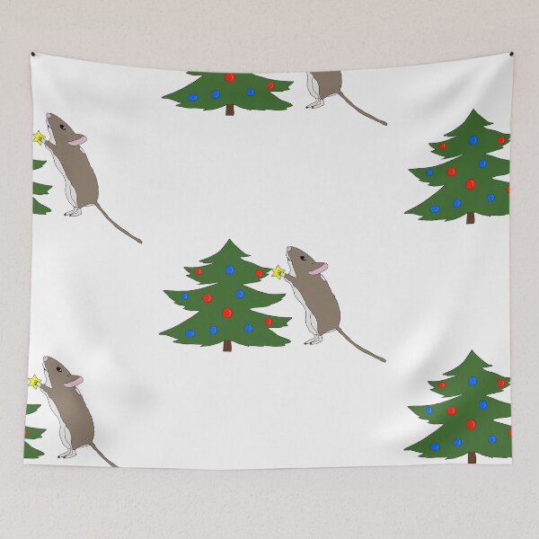 Item preview, Cute brown gerbil decorating Christmas tree designed and sold by Becky-Marie.
