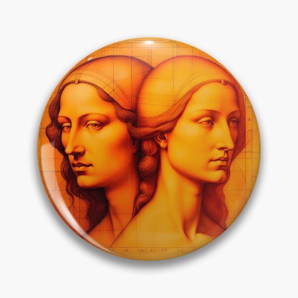 Artikelvorschau, Zeichnung eines Doppelporträts einer jungen Frau, inspiriert von Leonardo da Vinci entworfen und verkauft von LanaGustavsson.