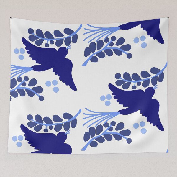 Item preview, Talavera bird 1, cobalt blues, blue and white designed and sold by elizdesign.