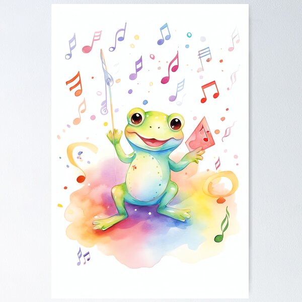 Frog playing bass Poster for Sale by cute-animals99