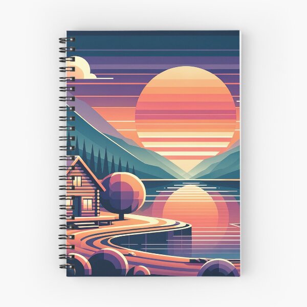 Item preview, Lakeside Sunset Haven - Vibrant Landscape Illustration designed and sold by RyanBelandres.