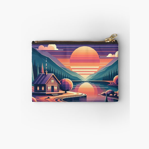Item preview, Lakeside Sunset Haven - Vibrant Landscape Illustration designed and sold by RyanBelandres.